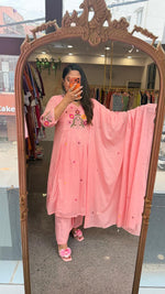 Pure cotton embroidered suit set in pink