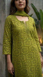 Super pretty anc premium cotton shifli suit set in green