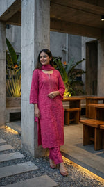 Super pretty anc premium cotton shifli suit set in pink