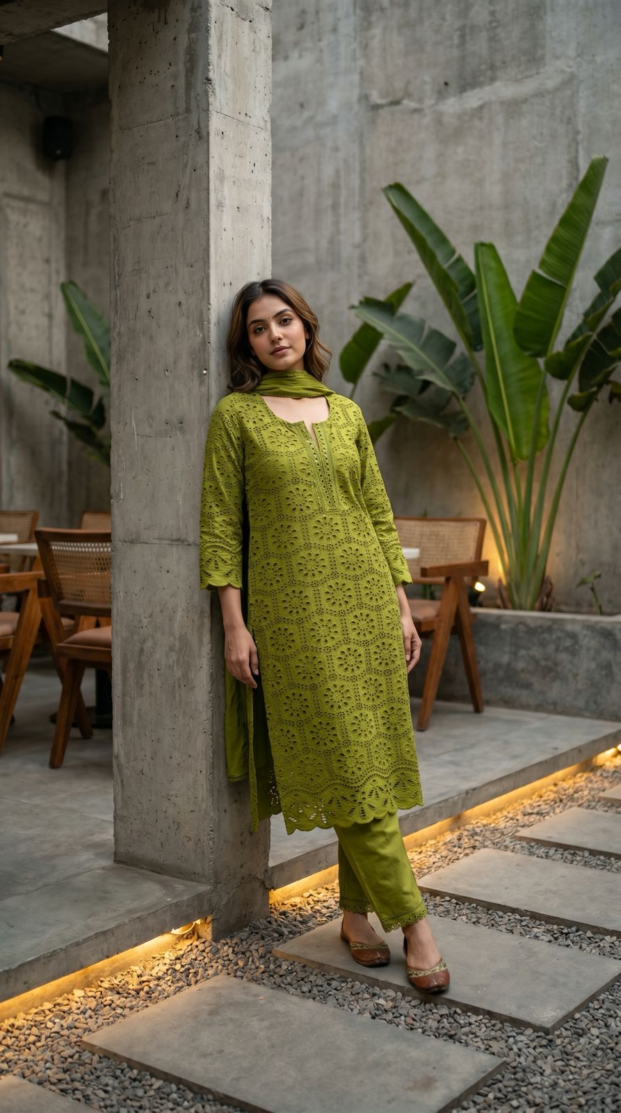 Super pretty anc premium cotton shifli suit set in green