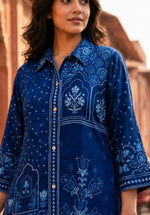 Premium crepe blue bandhani co ord set