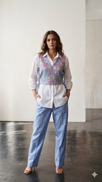 Applique work pure cotton blue Co ord set