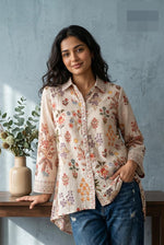Pretty Mul chanderi floral top comes with lining