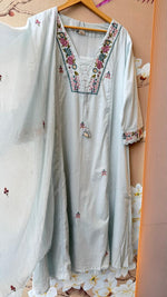 Premium silly cotton with real mirror ice blue suit set