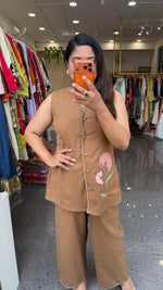 Smart cotton jacket style Co ord in brown
