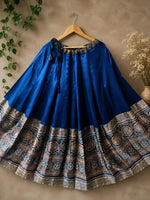 Blue gaji silk border skirt