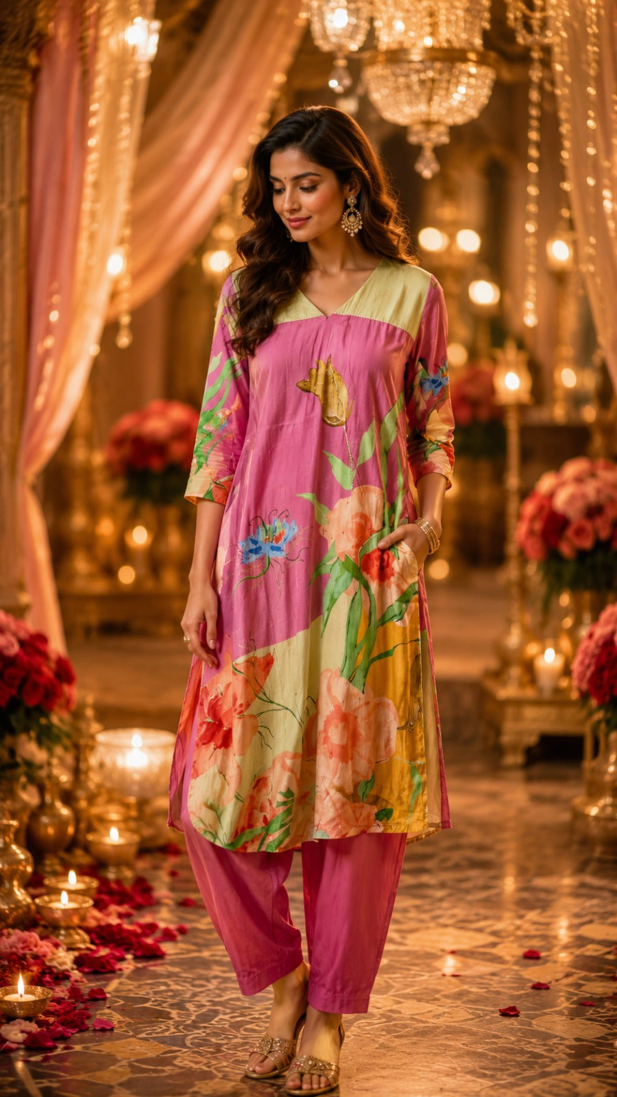 Wow Mul silk digital printed kurta pant