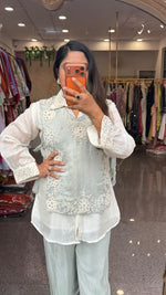 Premium chinon handwork detachable shrug co ord