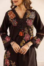 Fully embroidered super pretty co ord set in black