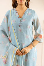 Digital printed front and back Mul chanderi with lining suit set(slim fit )