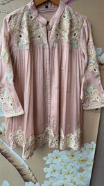 Premium chinon handwork with intricate handwork Co ord in nude pink