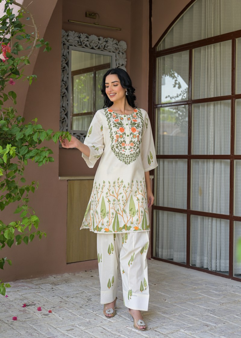 Premium cotton embroidered farshi salwar kurta pant