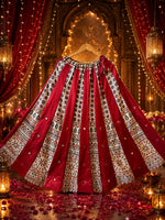 Gaji silk mirror red skirt