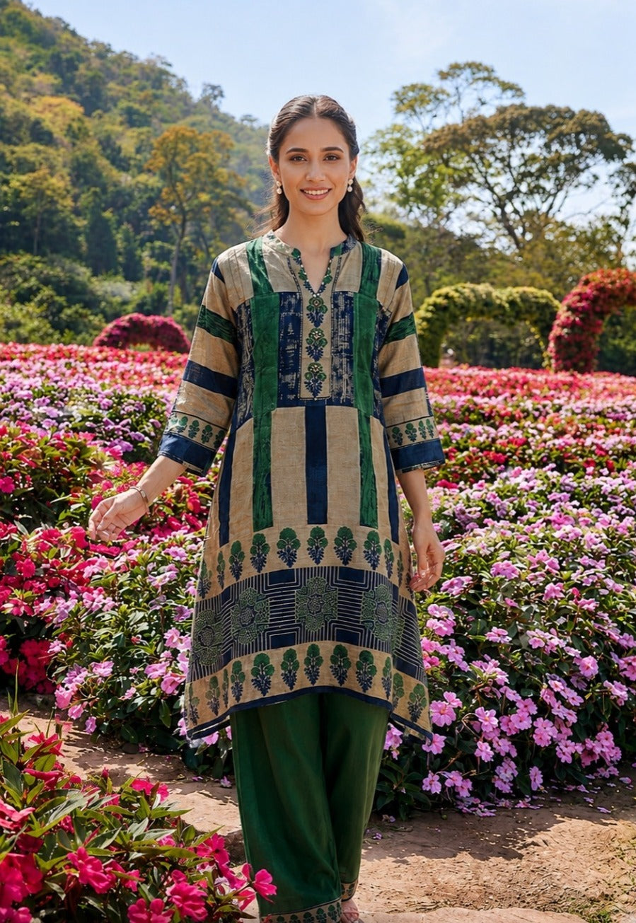 Super pretty Mul silk co ord in green