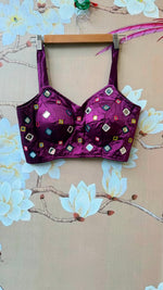 Purple mirror gaji silk blouse purple