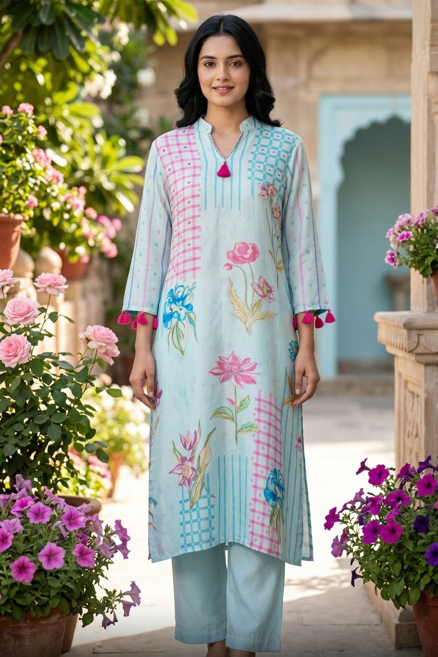 Pure Mul silk digital printed co ord