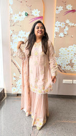 Pretty chinon heavy handwork sharara suit set