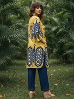 Smart cotton Co ord in yellow n blue