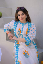 Pretty Mul cotton lining blue kurta pant