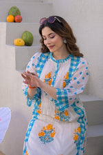 Pretty Mul cotton lining blue kurta pant