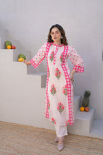 Pretty Mul cotton lining pink kurta pant