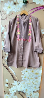 Linen cotton with lining and applique work Co ord set
