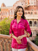 Rani pink crepe front and back digital printed