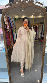 Pretty Mul chanderi fully embroidered lining full suit set