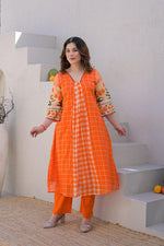 Super pretty Mul cotton kurta pant in orange