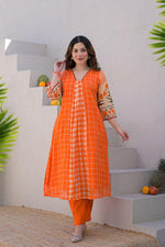 Super pretty Mul cotton kurta pant in orange