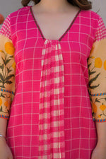Super pretty Mul cotton kurta pant in Rani pink