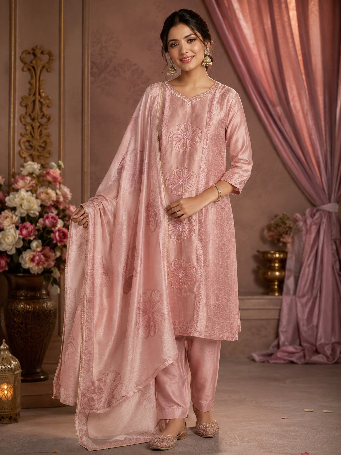 Pretty tissue suit set in pink (slim fit )