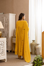 Super gorgeous Mul Cotton embroidered suit set in yellow (loose fit)