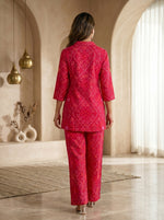 Red bandhani smart cotton co ord
