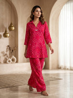 Red bandhani smart cotton co ord