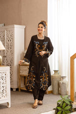 Pretty cotton embroidered kurta pant