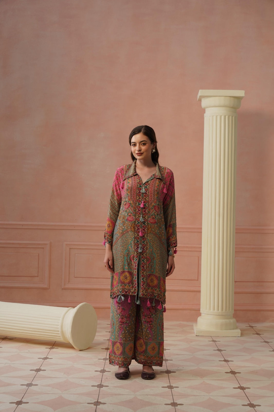 Pure crepe designer co ord set with inner
