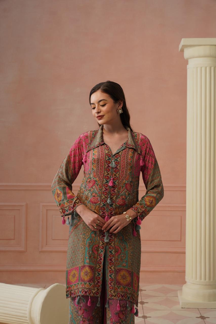 Pure crepe designer co ord set with inner