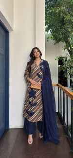 Lehariya cotton applique suit set