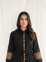 Designer cotton dress with adjustable string in black