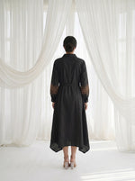 Designer cotton dress with adjustable string in black