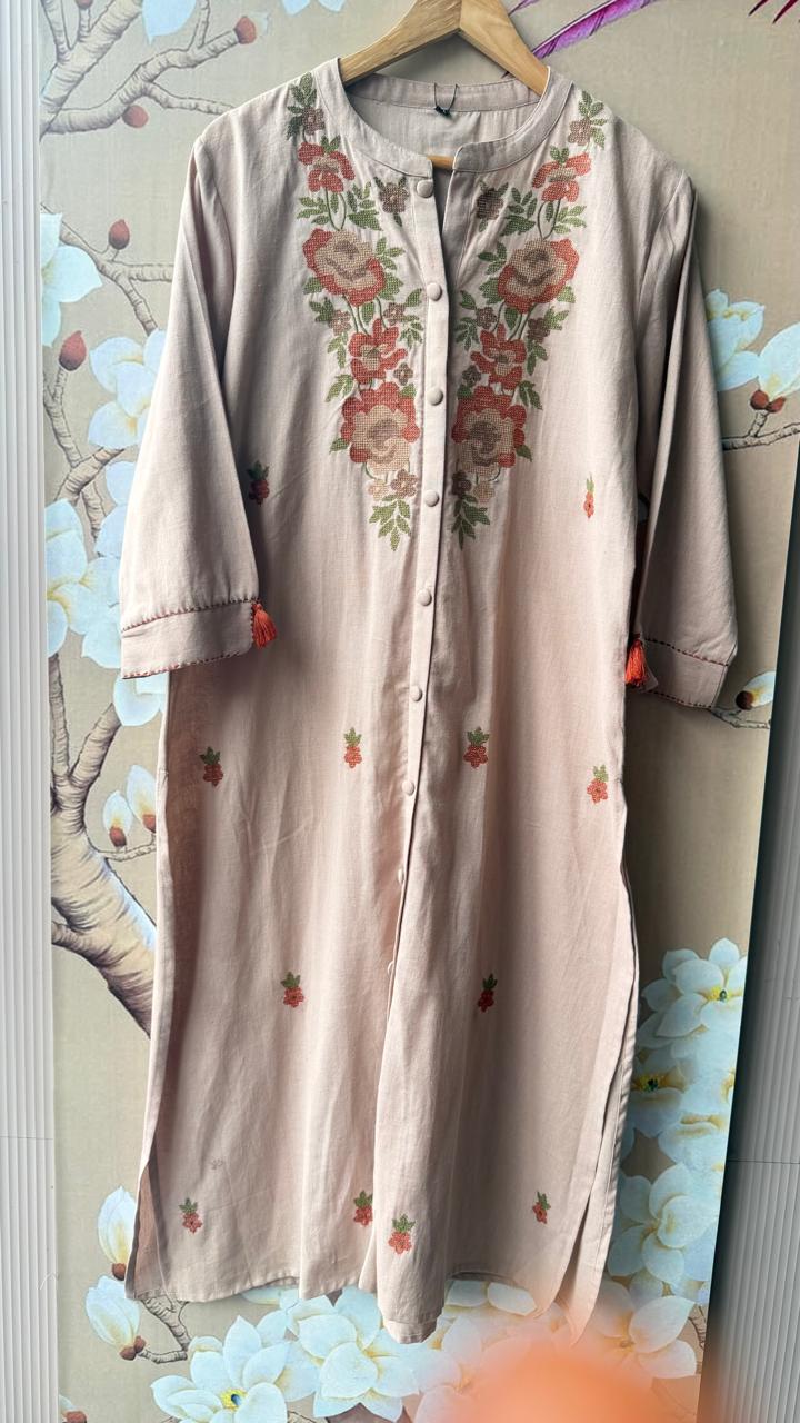Embroidered cotton kurta