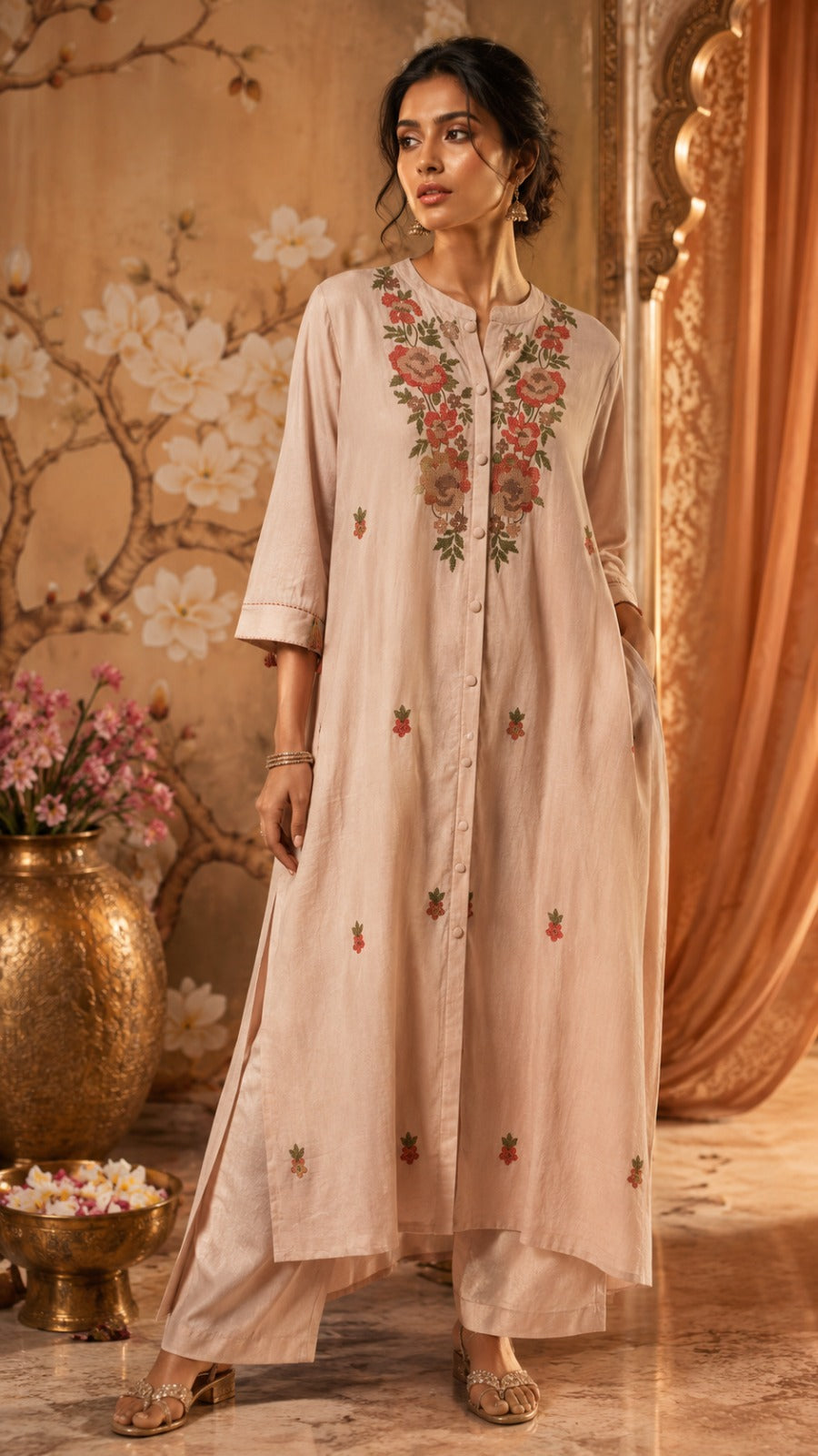 Embroidered cotton kurta