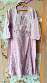 Pretty cotton embroidered suit set in purple