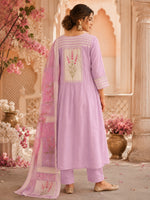 Super premium Mul chanderi with front and back applique suit set