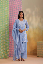 Powder blue chikankari farshi salwar full suit set