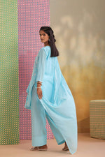 Aqua colour chikankari farshi salwar full suit set