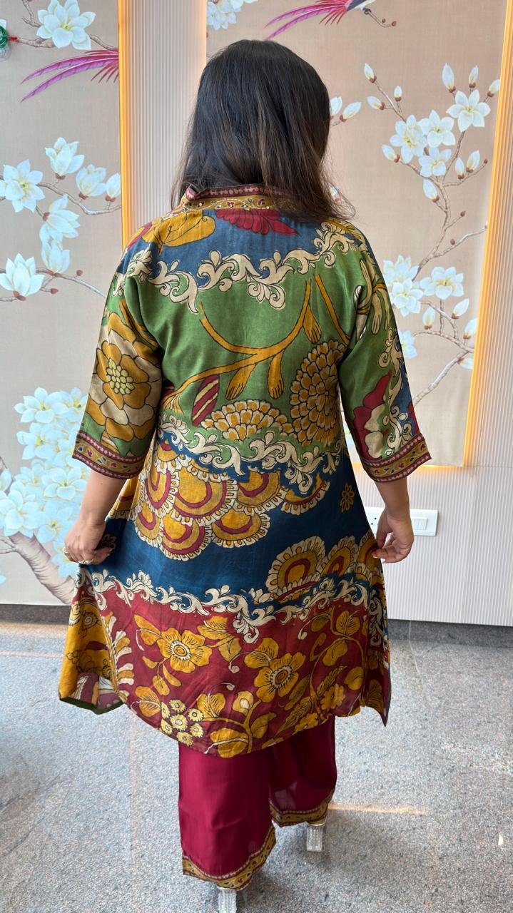 Pretty pretty super soft Mul Silk Kalamkari co ord (loose fit)