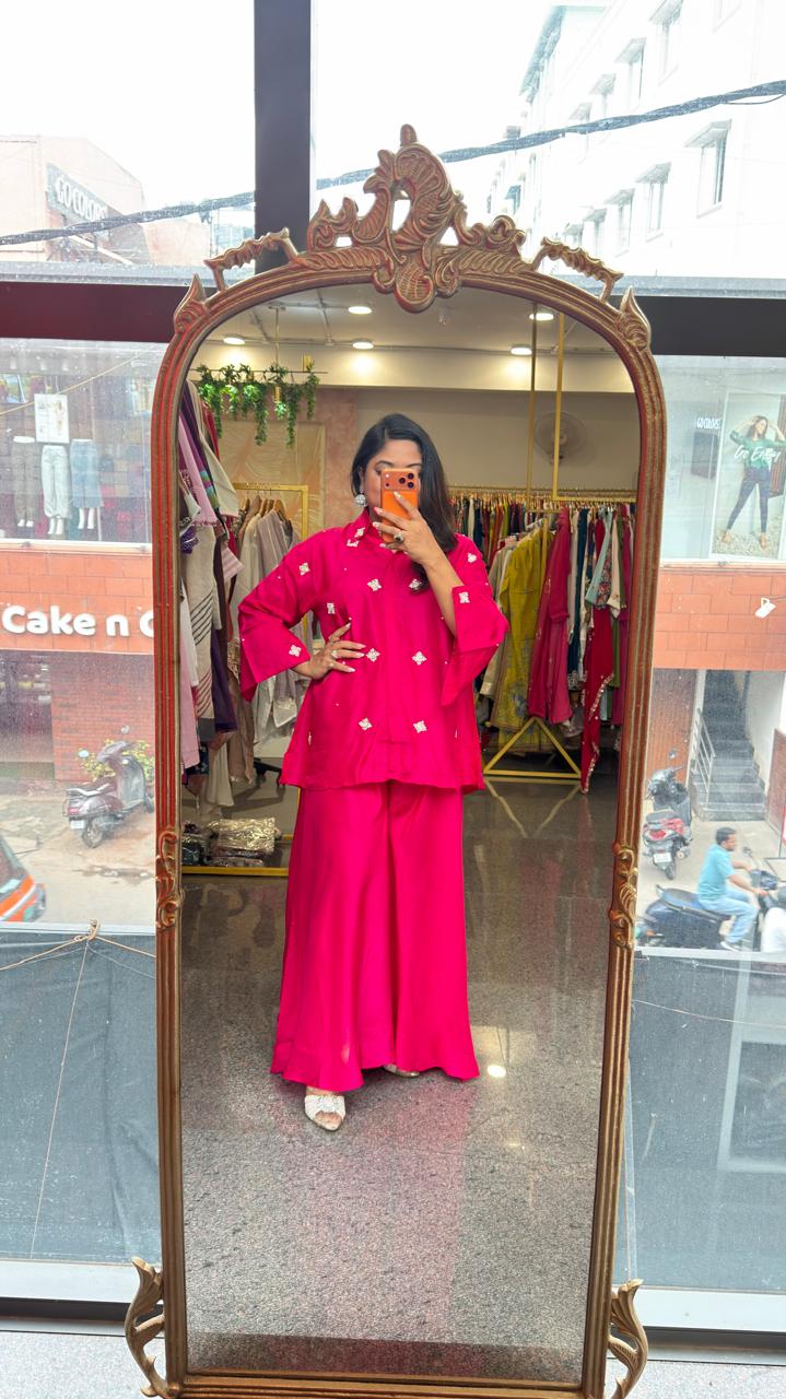 Pretty Russian silk heavy handwork Co ord set (loose fit)