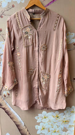 Premium chinon heavy embellished co ord in nude pink